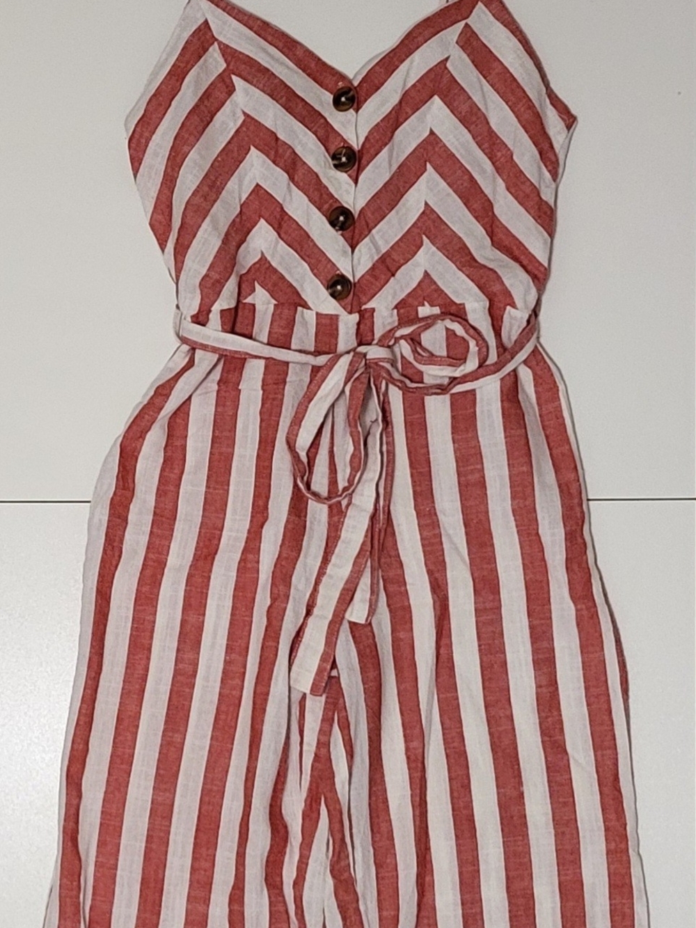 Kensie Jeans Red and White Striped Jumpsuit